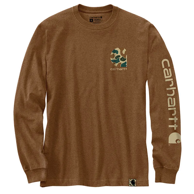 105485 - Carhartt Men's Relaxed Fit Heavyweight Long Sleeve Camo Logo Graphic T shirt