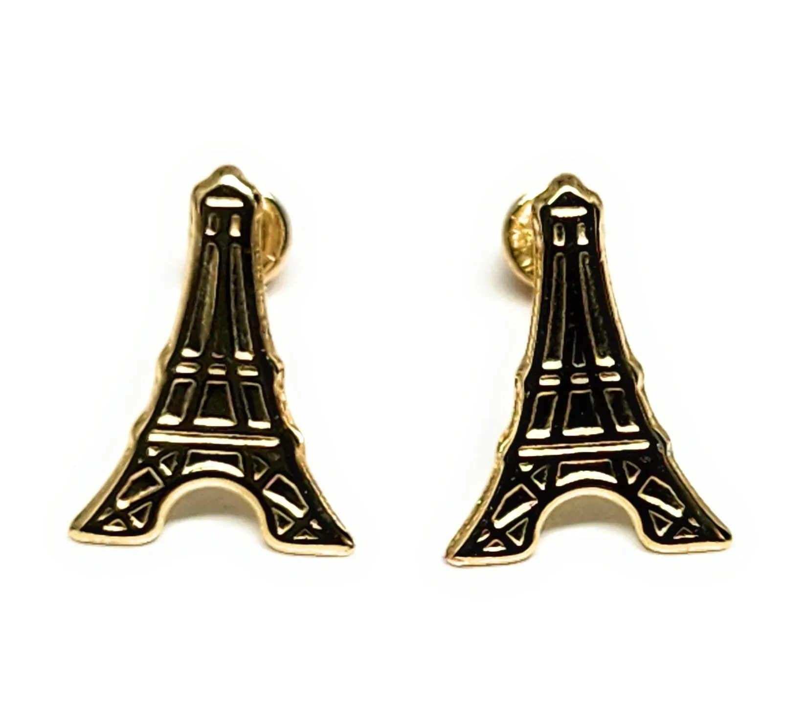 14k Solid Gold SMALL DAINTY PARIS EIFFEL TOWER Stud Earrings (FCE 40) (MADE IN MX)