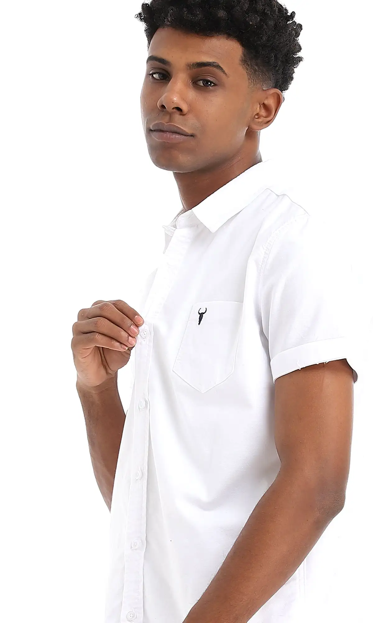 34659 Plain Basic Short Sleeves Shirt - White