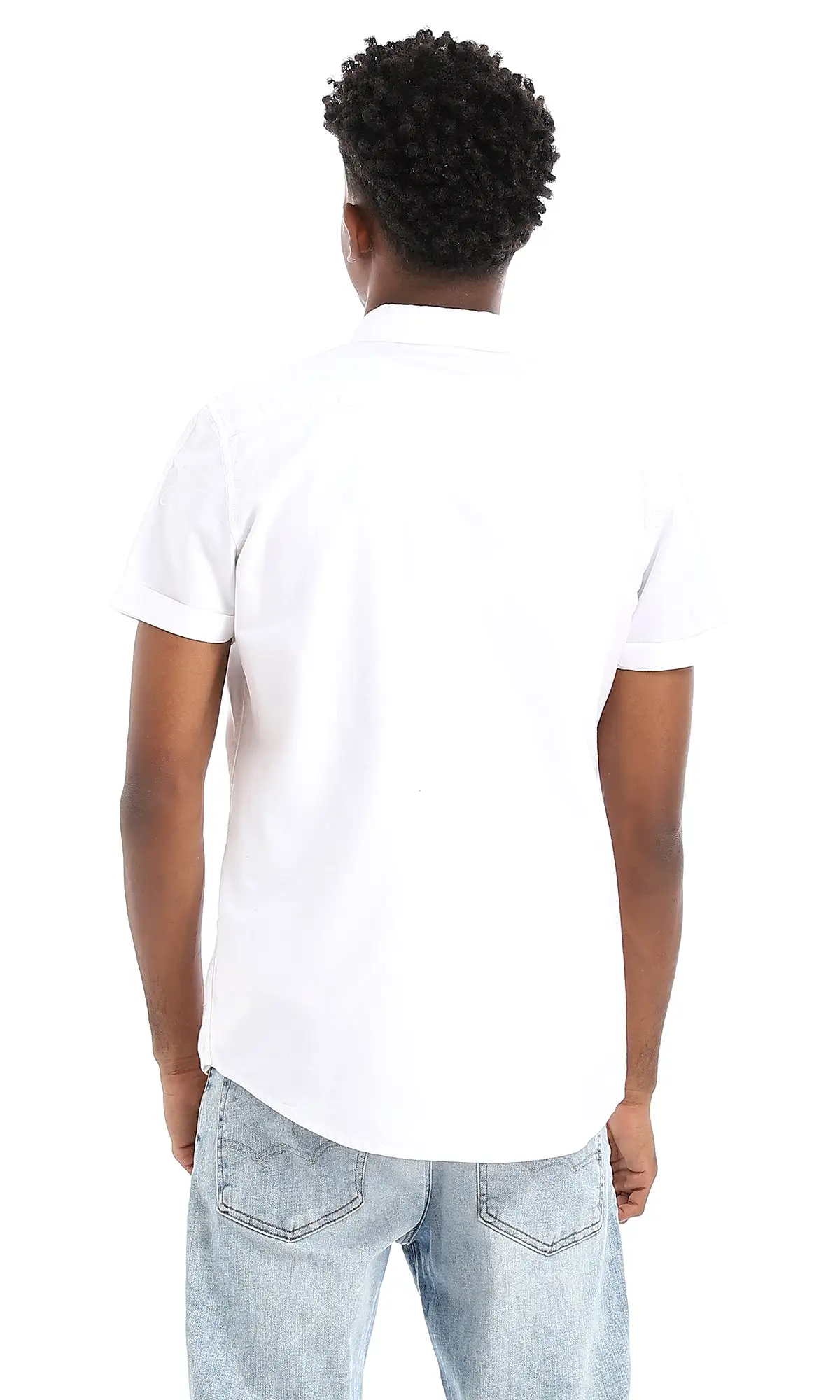 34659 Plain Basic Short Sleeves Shirt - White