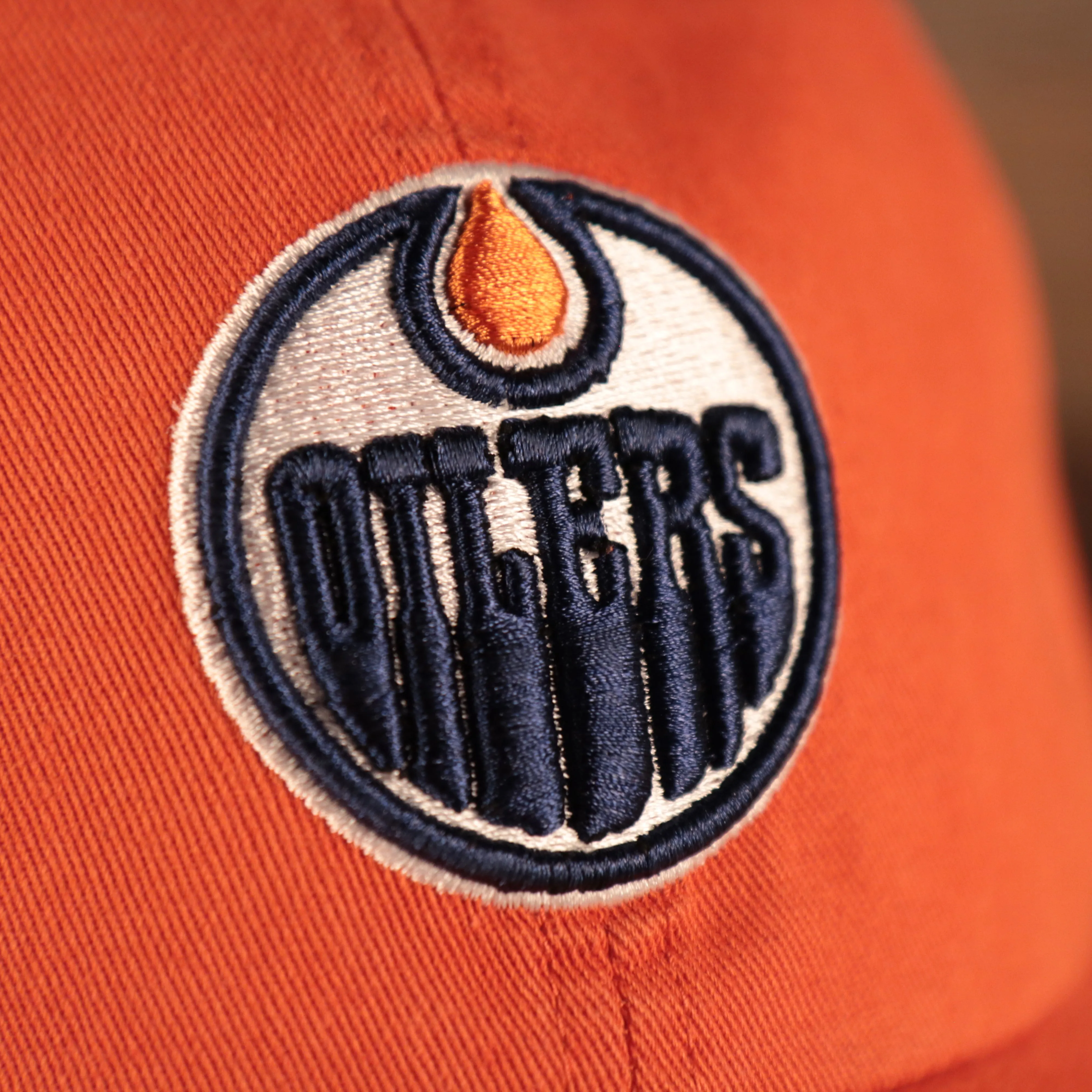 47 BRAND | EDMONTON OILERS | OILERS CIRCLE PATCH FRONT | DAD HAT | CLEAN UP | ORANGE | OSFM