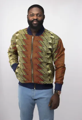 Abeba Men’s African Print Bomber Jacket - African Clothing Store | JT Aphrique