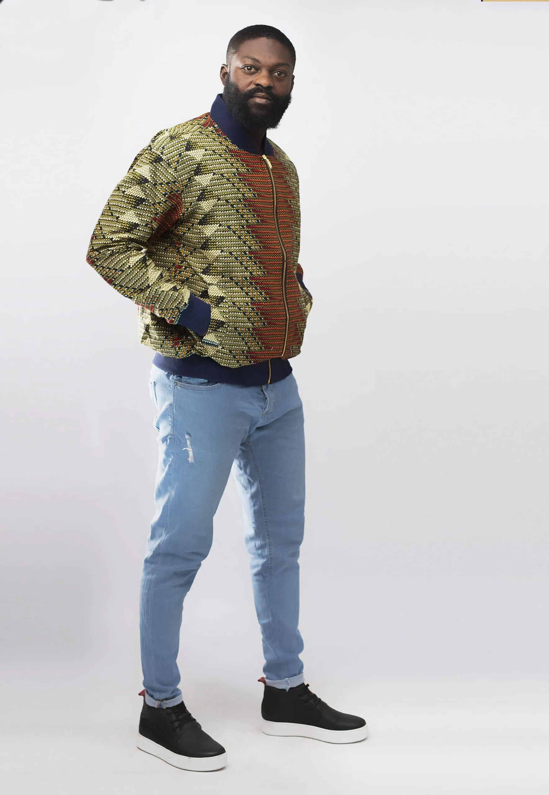 Abeba Men’s African Print Bomber Jacket - African Clothing Store | JT Aphrique