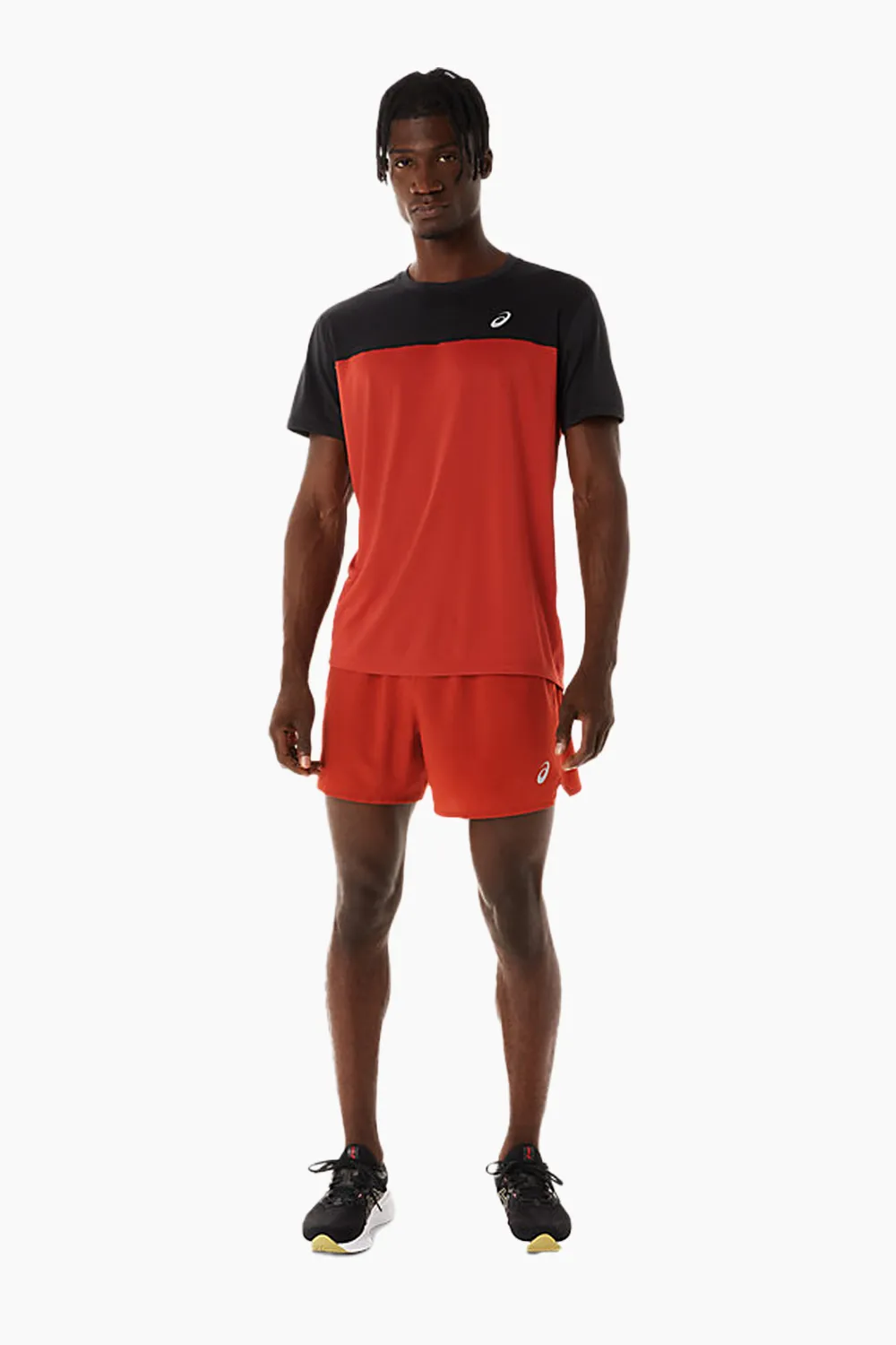 ASICS Men's Race SS Top in Black/Spice Latte