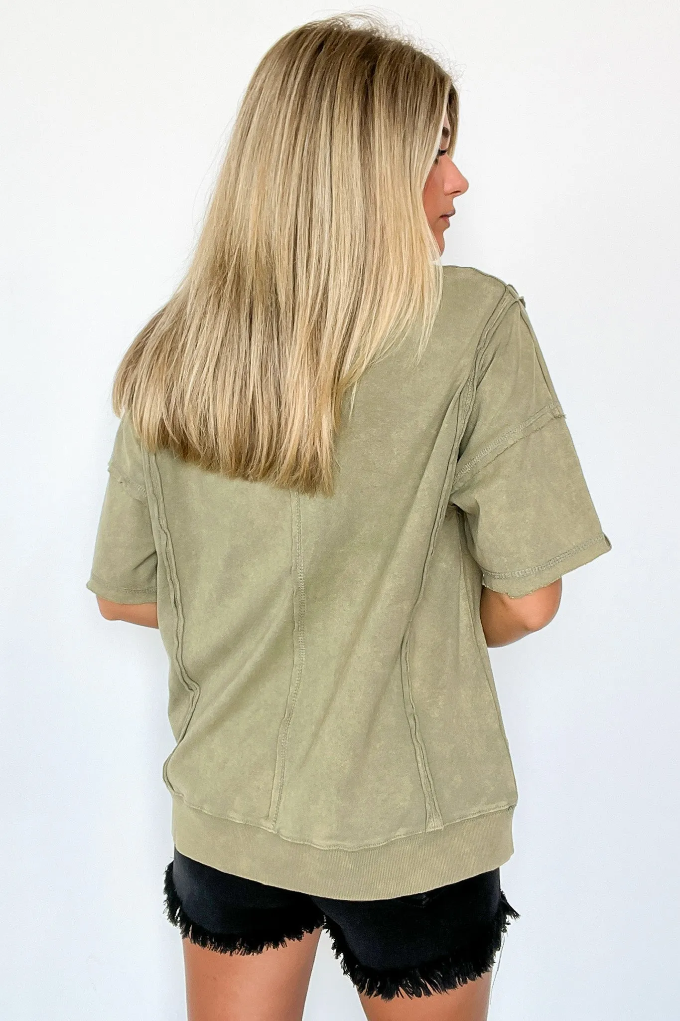 Avania Raw Edge Washed Short Sleeve Top - BACK IN STOCK