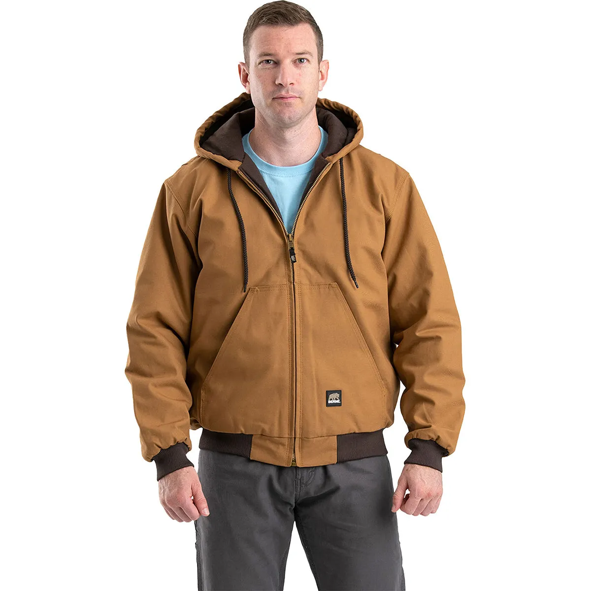 Berne Men's Brown Heritage Duck Hooded Active Jacket