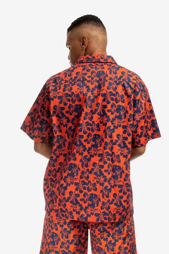 Billionaire Boys Club cotton shirt Hibiscus Camo S/S Bowling Shirt men's red color