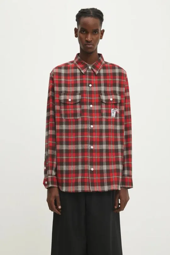 Billionaire Boys Club cotton shirt Longsleeve Check Shirt men's red color regular B24322