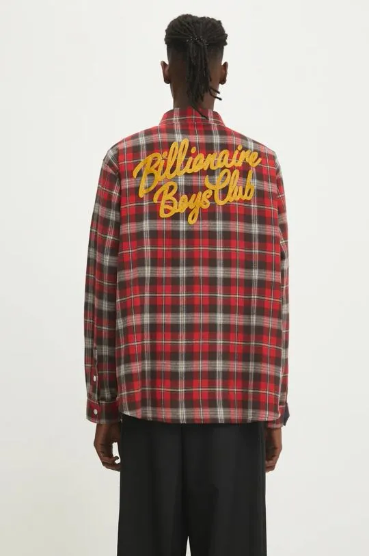 Billionaire Boys Club cotton shirt Longsleeve Check Shirt men's red color regular B24322