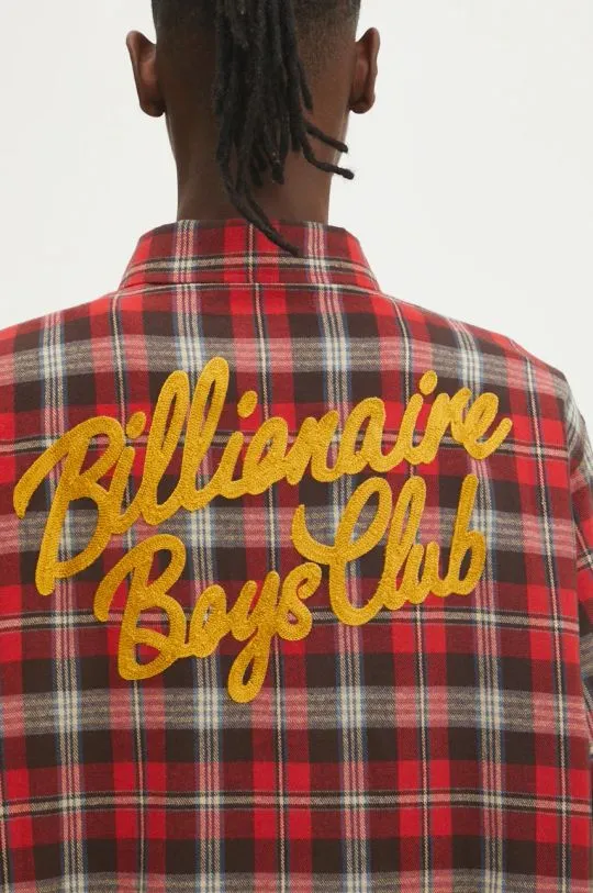 Billionaire Boys Club cotton shirt Longsleeve Check Shirt men's red color regular B24322