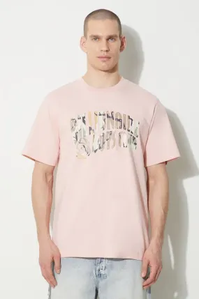 Billionaire Boys Club cotton t-shirt Camo Arch Logo men’s pink color B24133