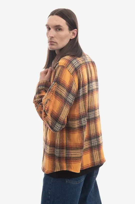 Billionaire Boys Club wool blend shirt Check Shirt orange color