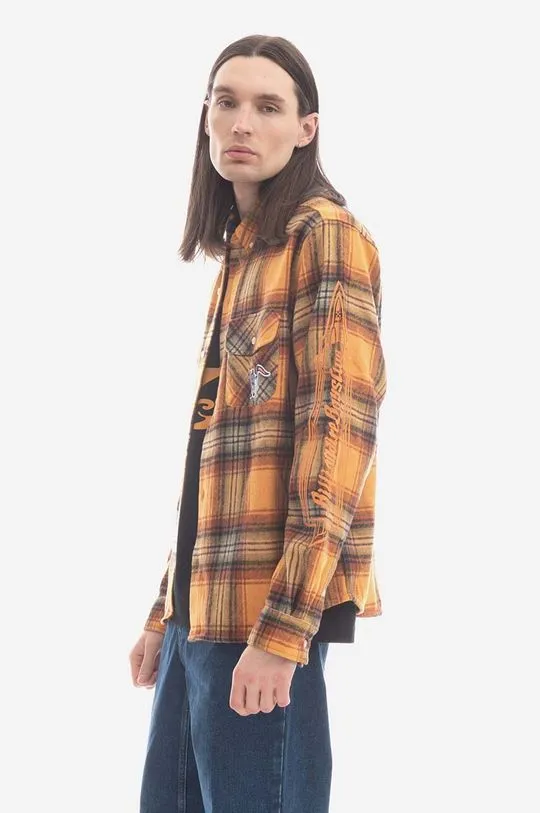 Billionaire Boys Club wool blend shirt Check Shirt orange color