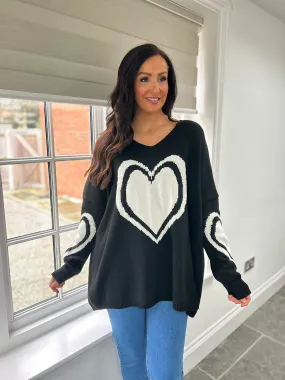 Black Multi Heart Detail Jumper Tina