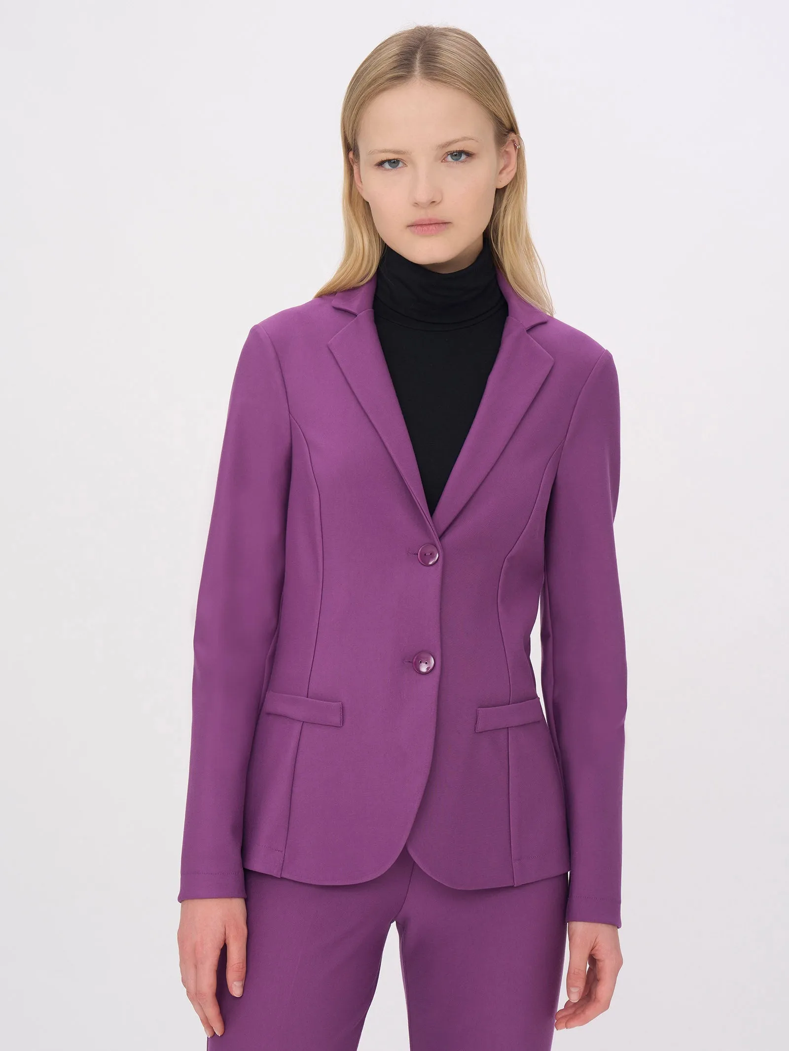 Blazer a 2 bottoni in tessuto Compact - Fuchsia Purple