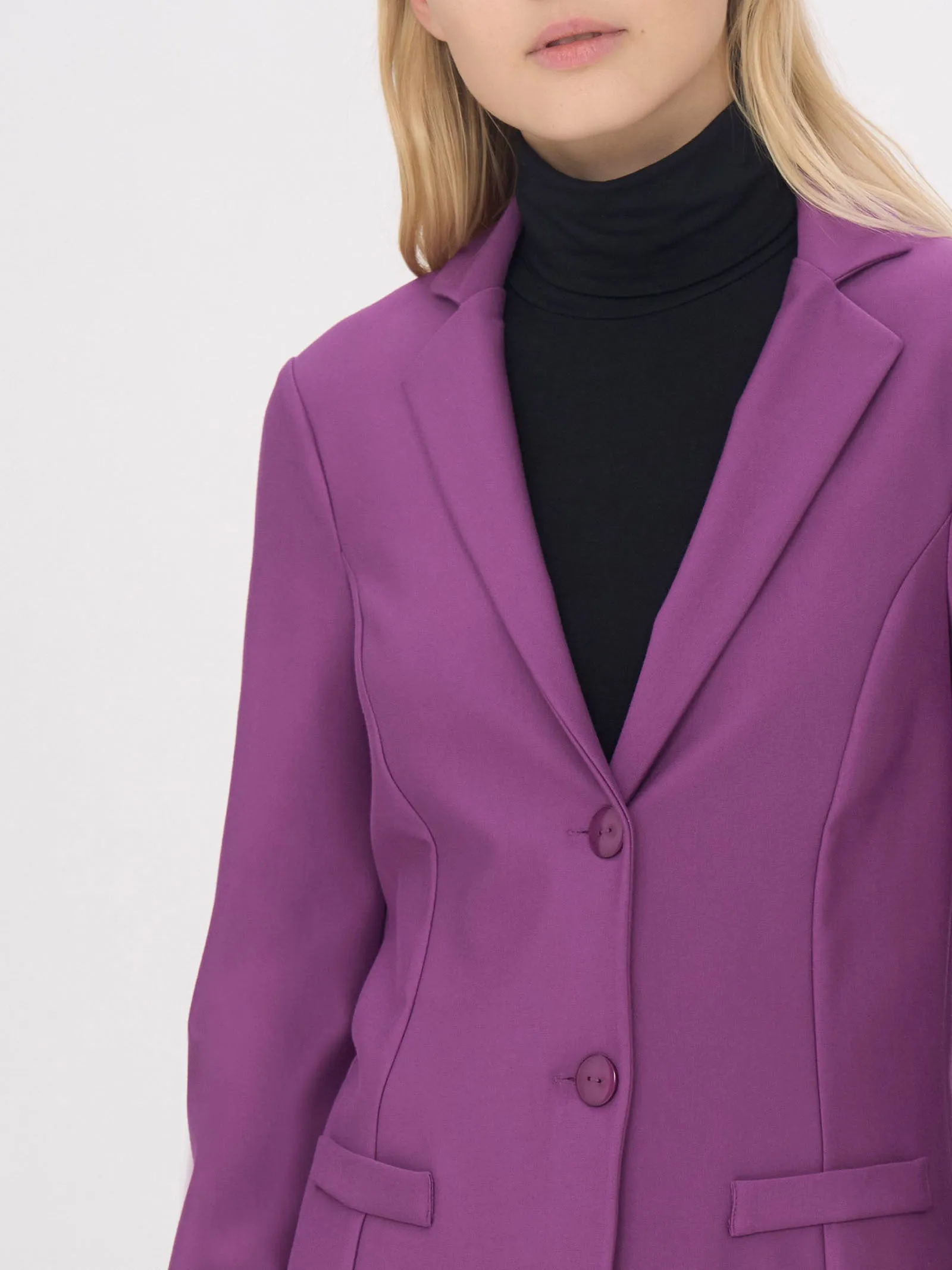 Blazer a 2 bottoni in tessuto Compact - Fuchsia Purple