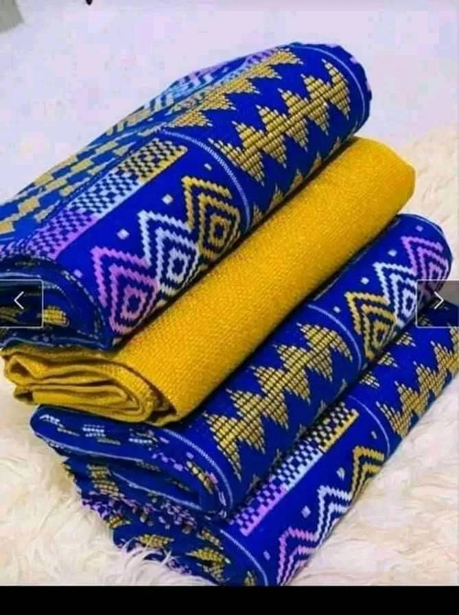 Blue & Yellow Fusion Authentic Handwoven Kente Cloth - African Clothing Store | JT Aphrique