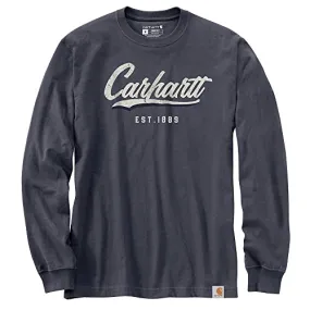 Carhartt 104890 Men's Loose Fit Heavyweight Long-Sleeve Hand-Painted Graphic T- - XX-Large - Bluestone