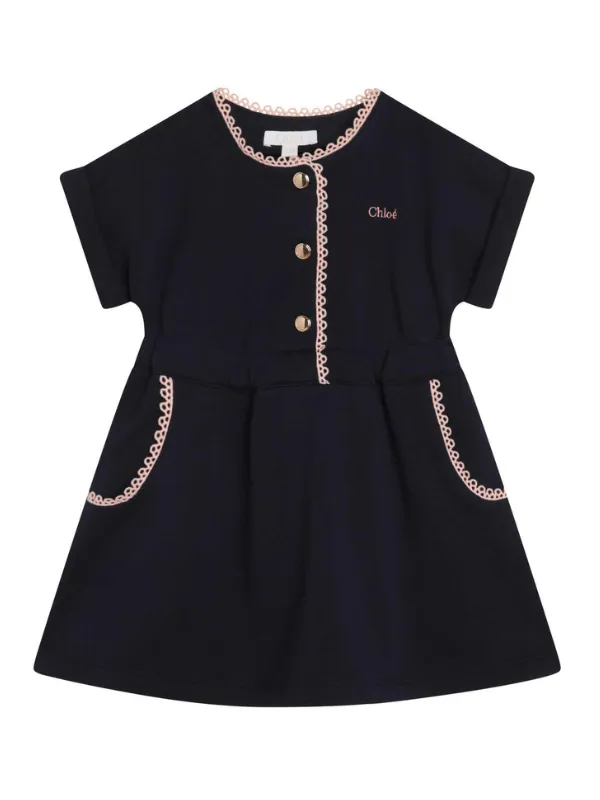 Chloe Dress Mini Logo Navy Pink