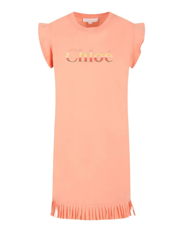 Chloe Dress Ombre Logo Apricot