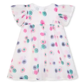 Chloe SS Water Color Spots Dress w/ Hem Detail