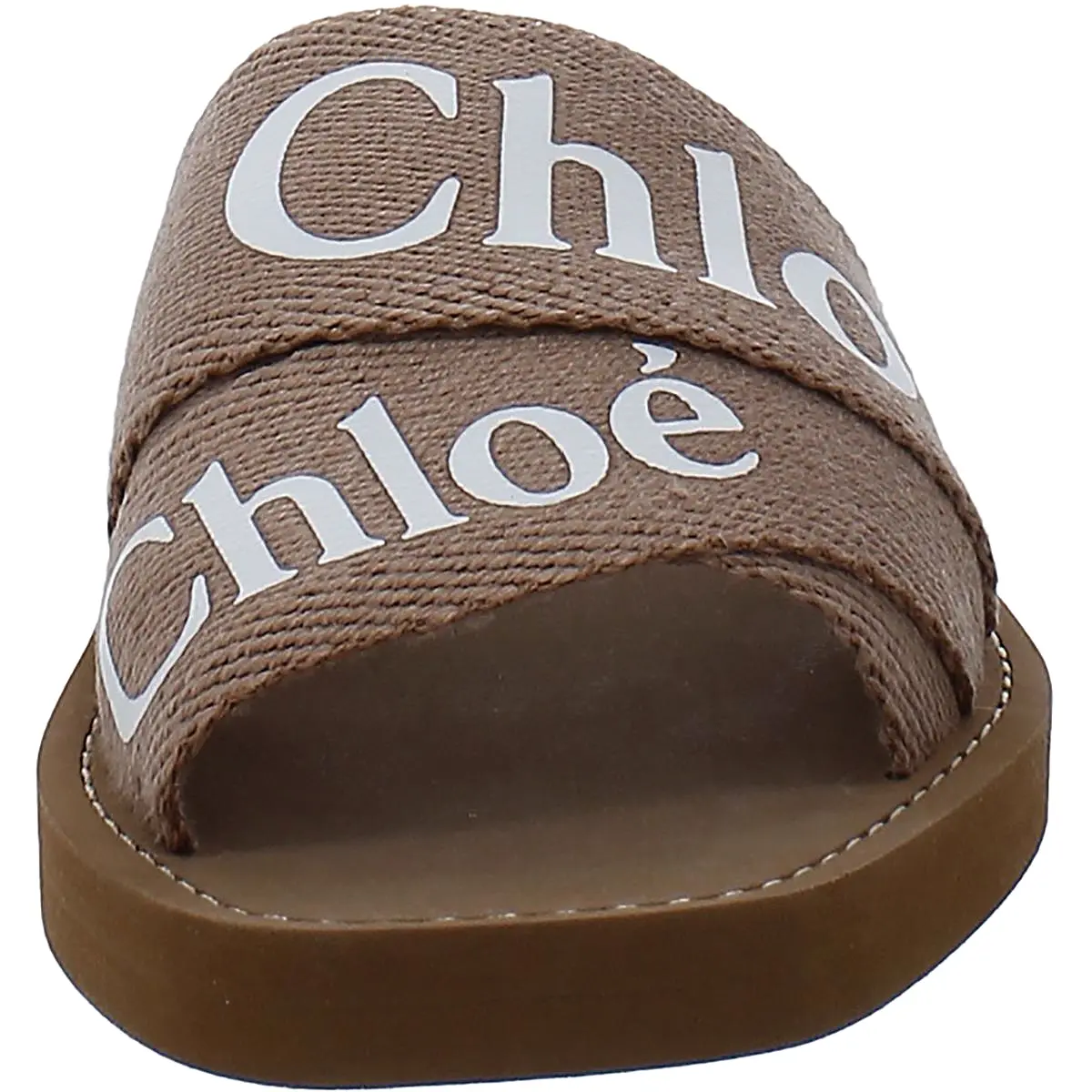 Chloe Womens Canvas Peep-Toe Slide Sandals