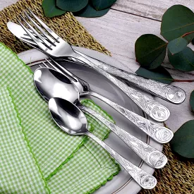 Earth Pattern Stainless Flatware 20 Piece Set Made in USA