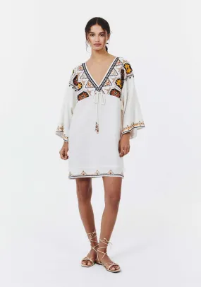 Embroidered V-neck dress