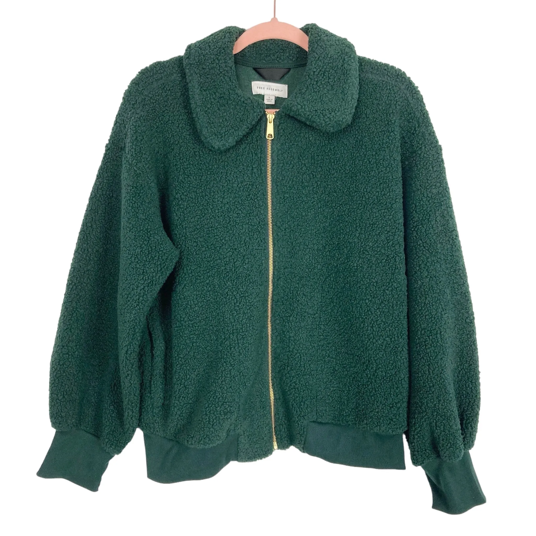 Free Assembly Green Gables Fleece Zip Front Teddy Bomber Jacket- Size L (sold out online)