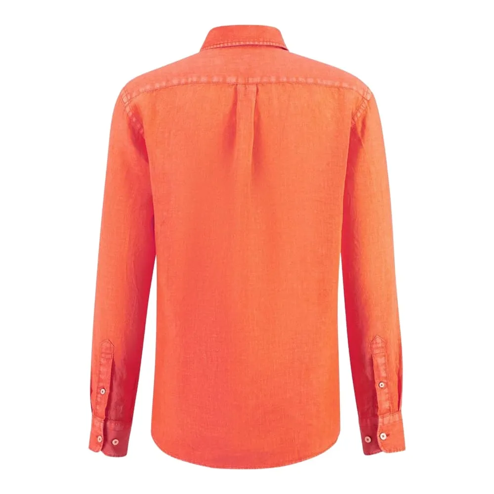 Fynch-Hatton Premium Linen Tangerine Shirt | Menswear Online