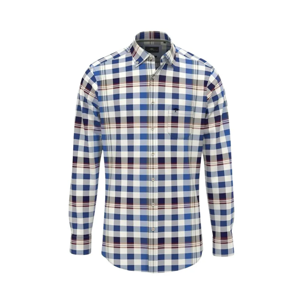 Fynch Hatton Vibrant Blue Modern Check Shirt | Menswear Online