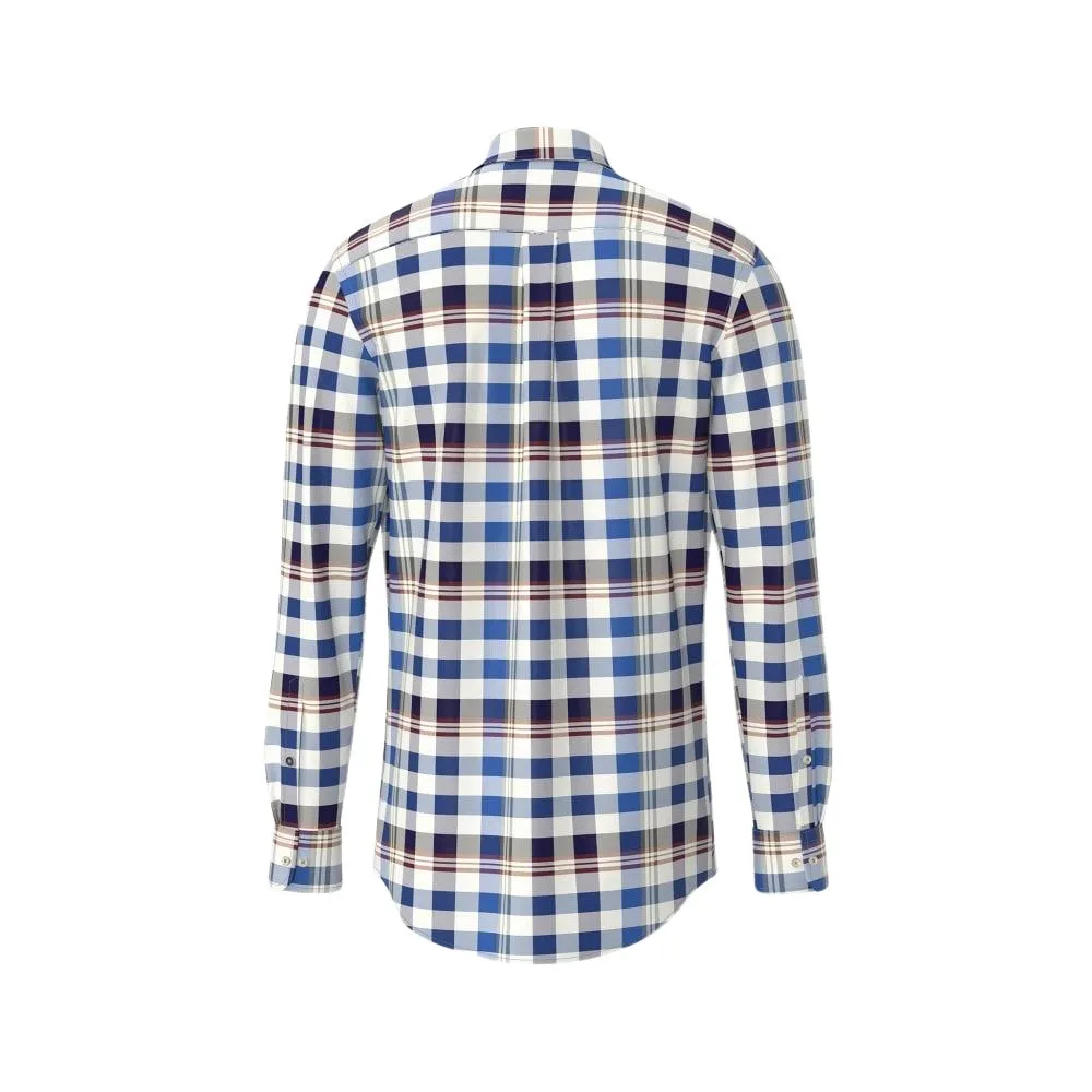 Fynch Hatton Vibrant Blue Modern Check Shirt | Menswear Online