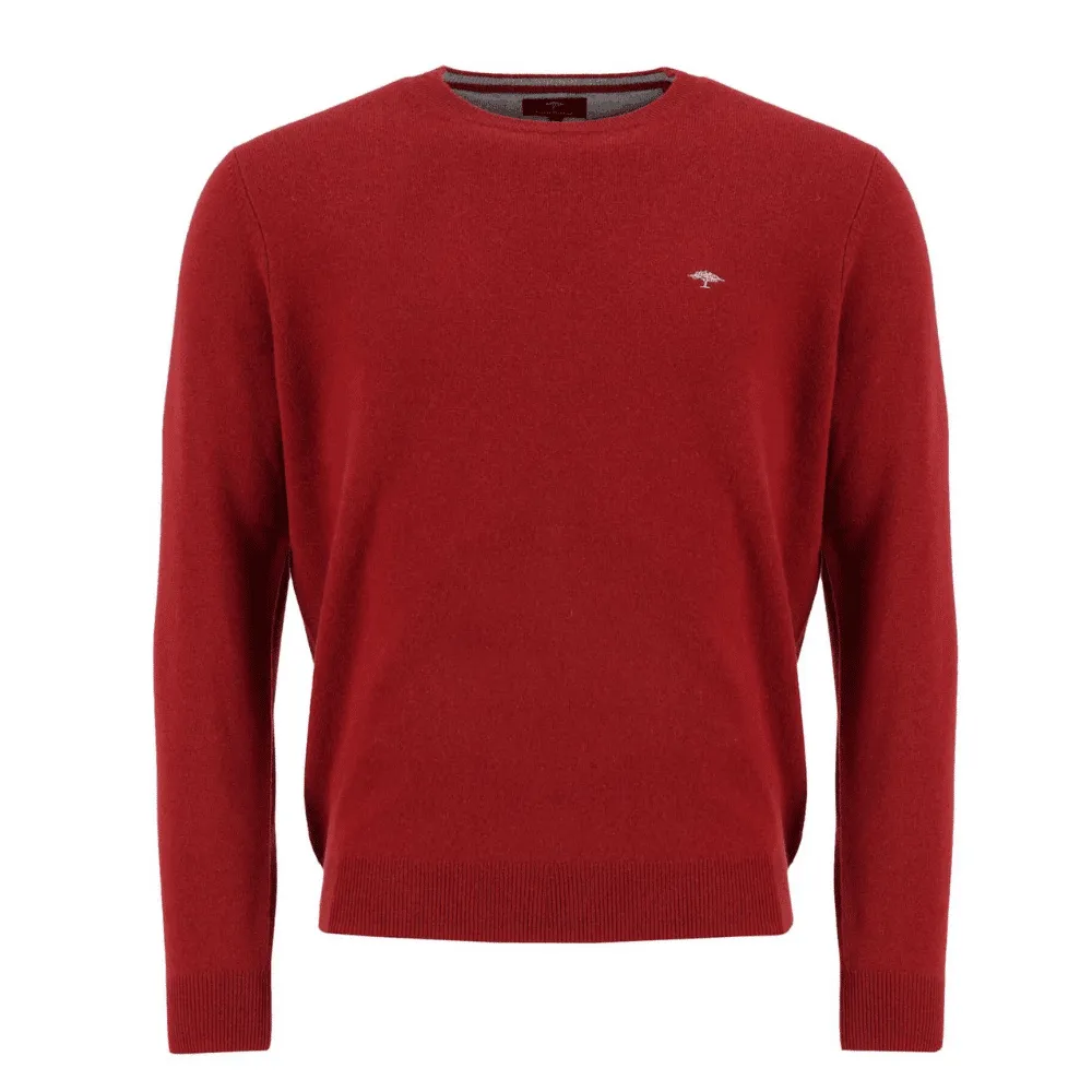 FYNCH-HATTON Winter Red Crew Neck Jumper | Menswear Online