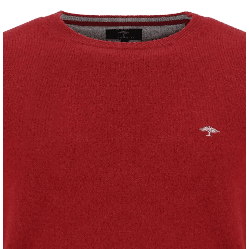 FYNCH-HATTON Winter Red Crew Neck Jumper | Menswear Online