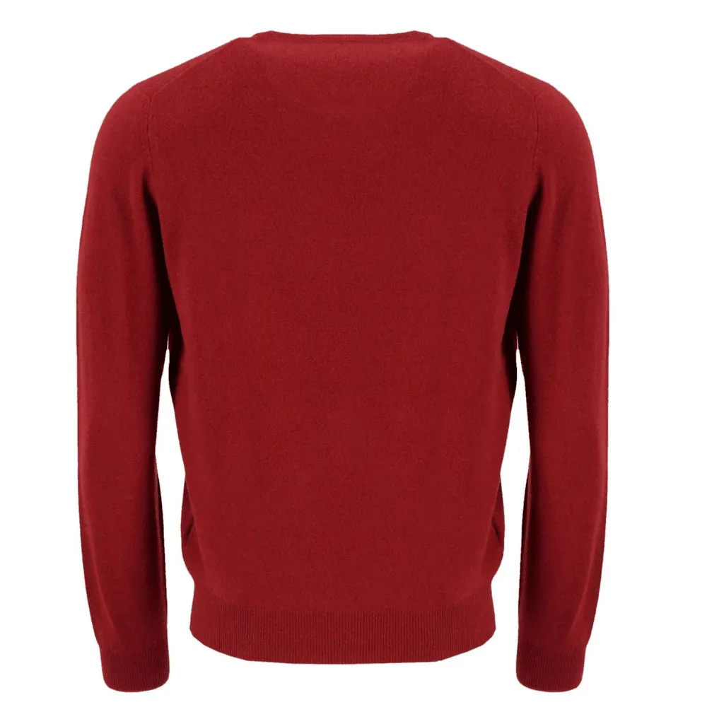 FYNCH-HATTON Winter Red Crew Neck Jumper | Menswear Online