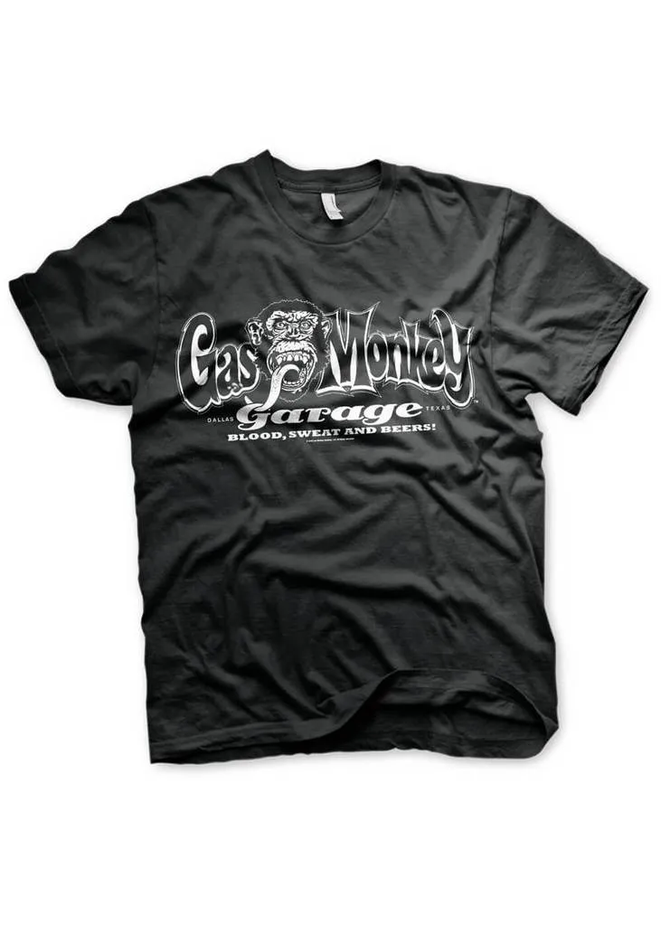 Gas Monkey Garage Men's White Logo T-Shirt Black