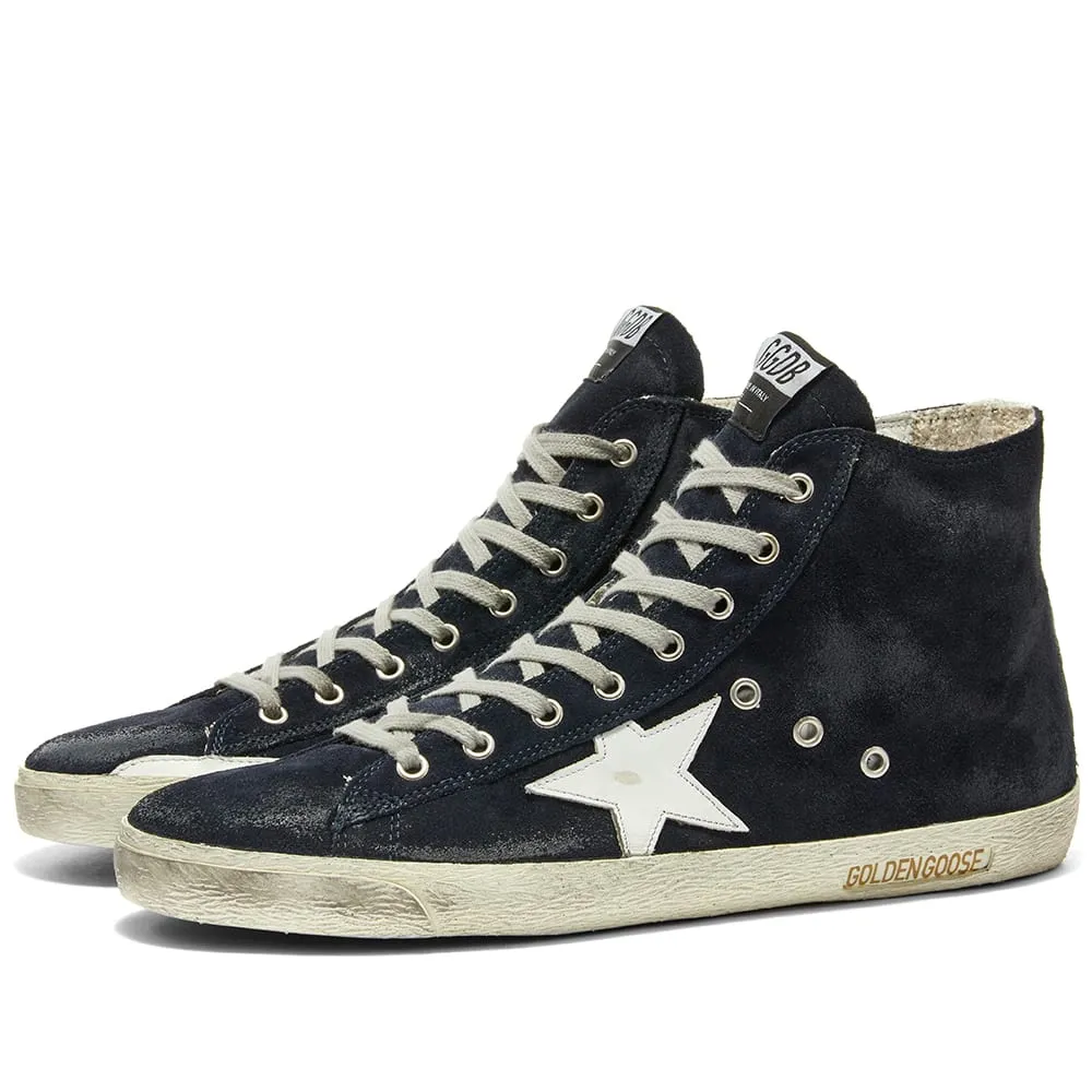 Golden Goose Francy Suede Hi SneakerNight Blue & White