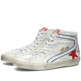 Golden Goose Slide Hi Top Leather SneakerWhite & Blue