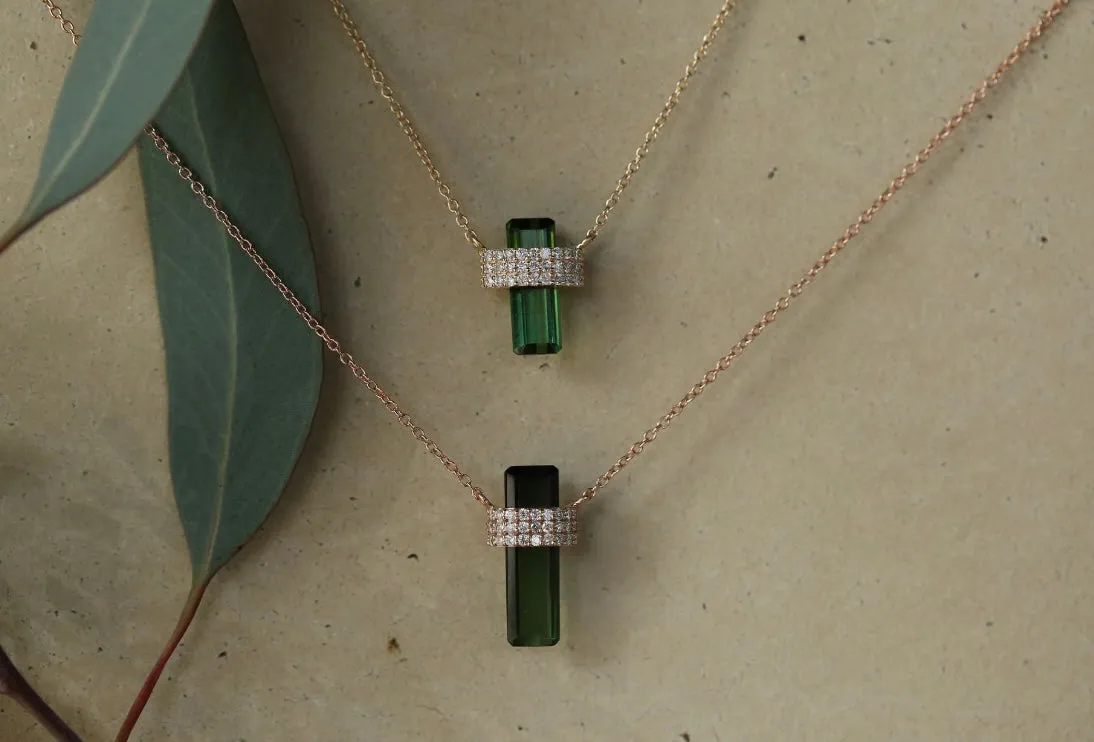 Green Tourmaline Diamond Belt Necklace