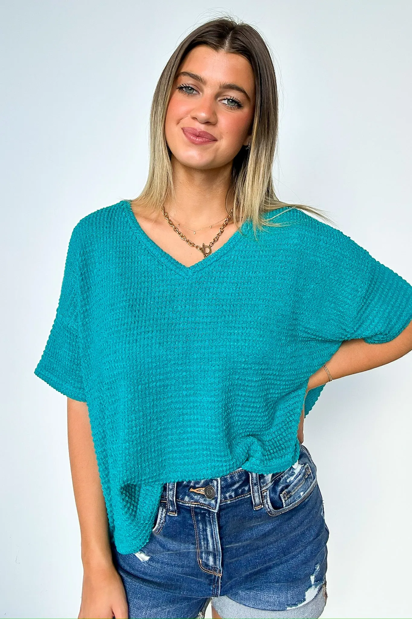 Julietta V-Neck Cropped Short Sleeve Top - BACK IN STOCK