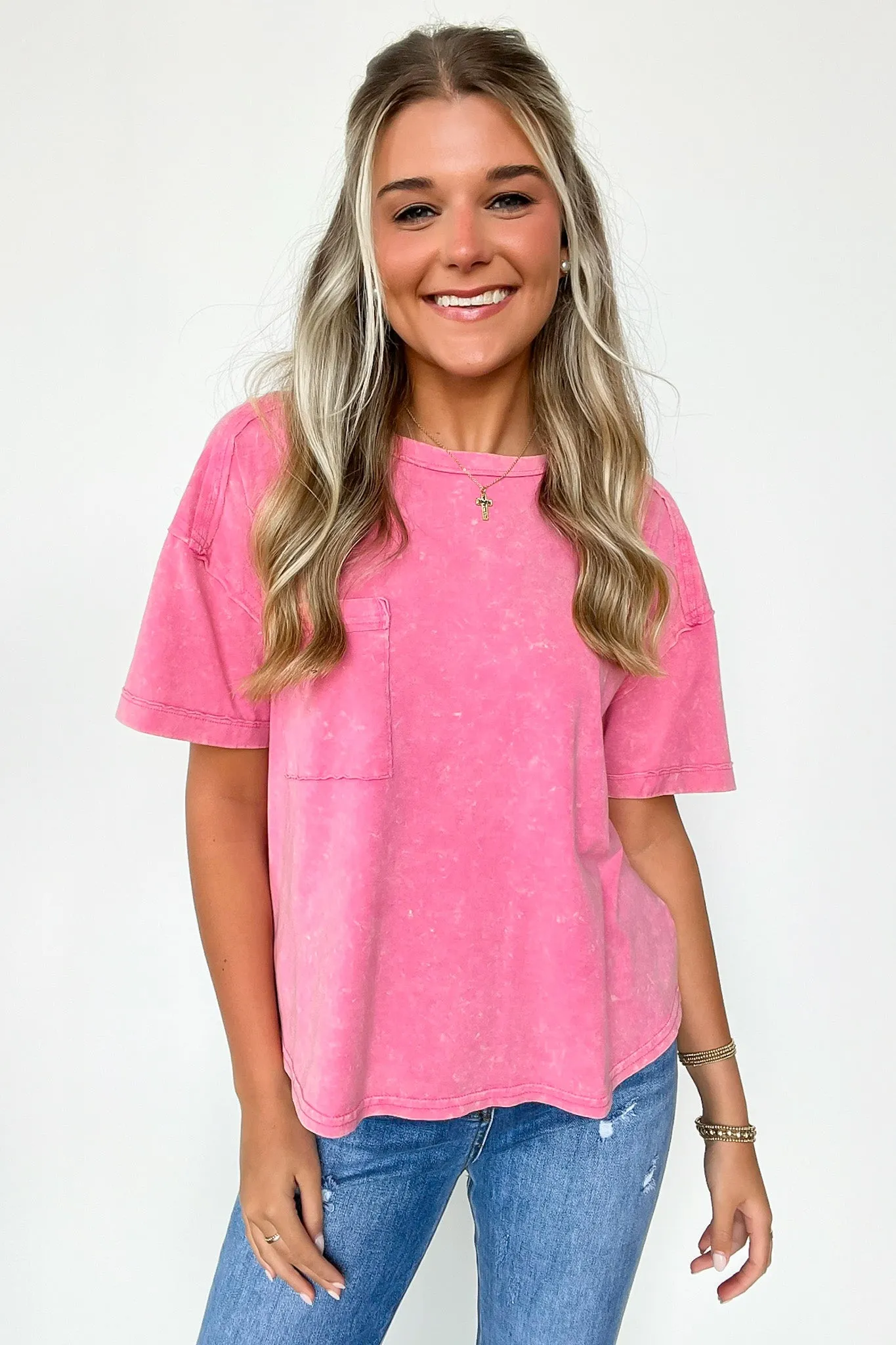 Keshia Mineral Washed Short Sleeve Top - BACK IN STOCK