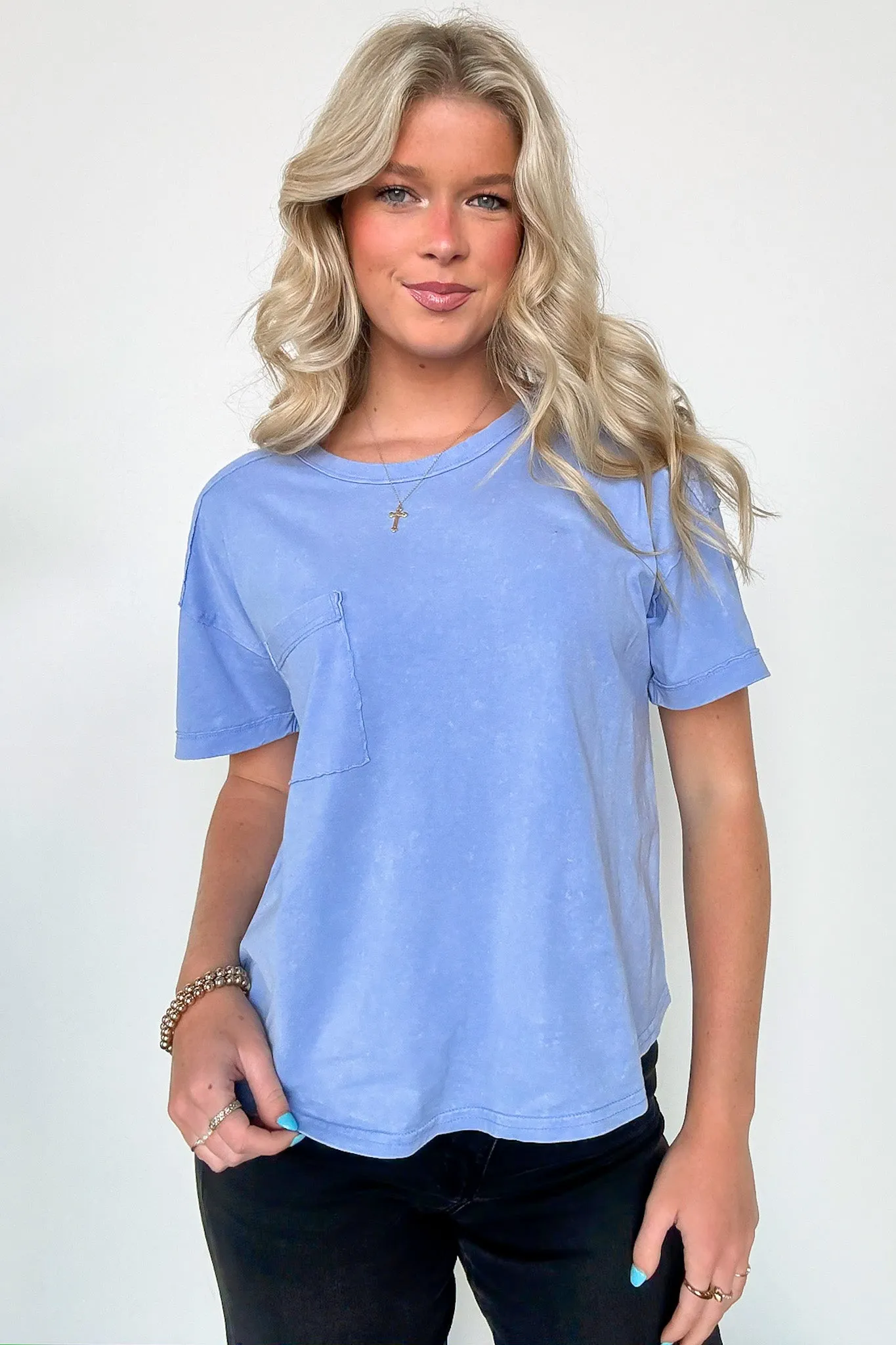 Keshia Mineral Washed Short Sleeve Top - BACK IN STOCK