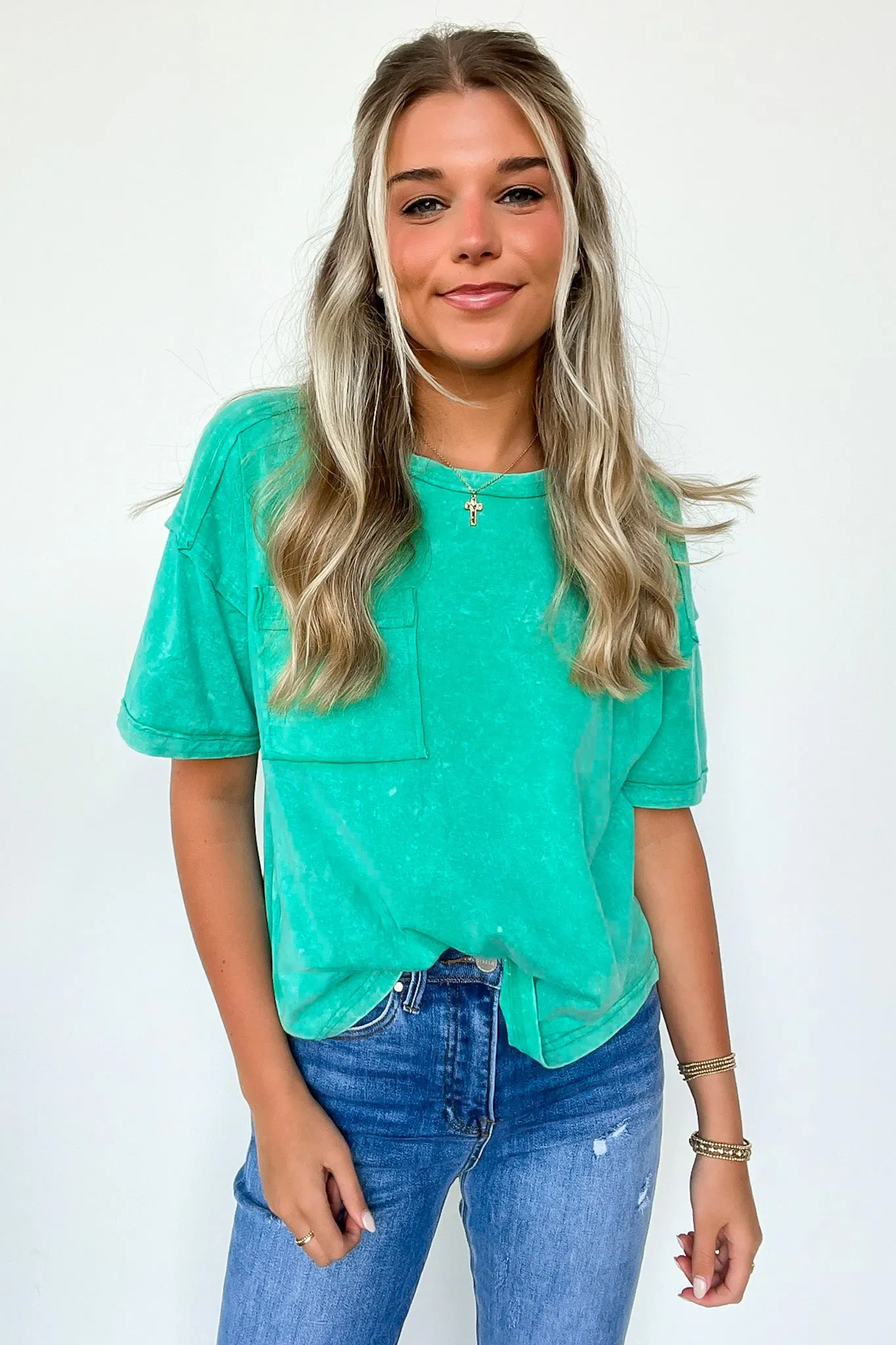 Keshia Mineral Washed Short Sleeve Top - BACK IN STOCK