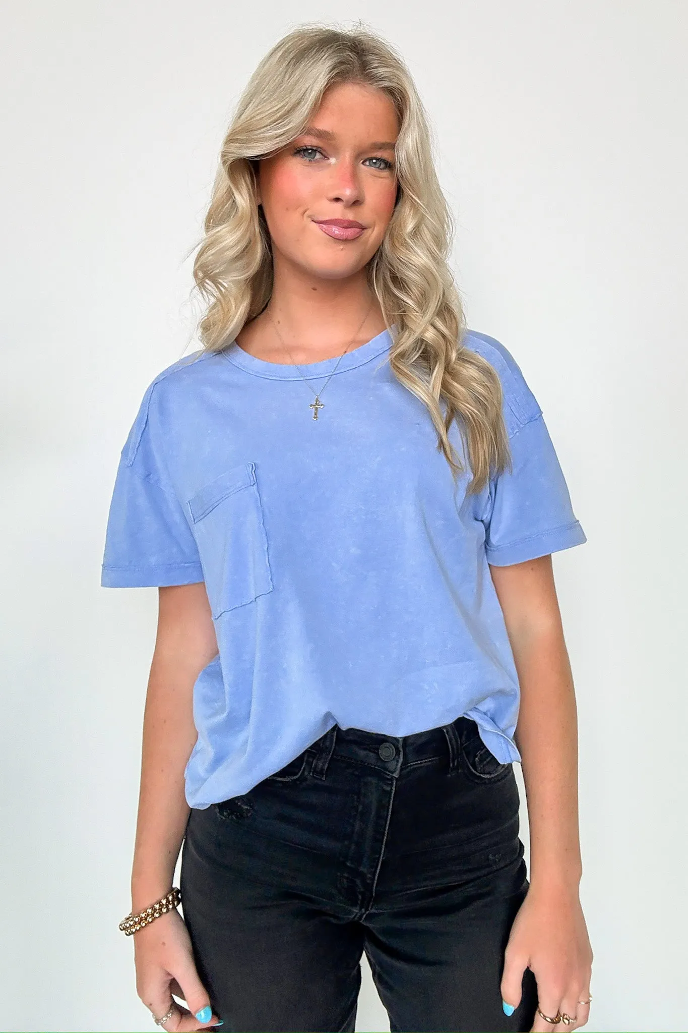 Keshia Mineral Washed Short Sleeve Top - BACK IN STOCK