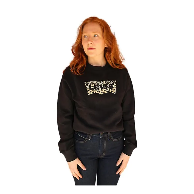 Levi's Graphic Standard Crewneck Felpa Donna in Cotone Garzato Crew Bw Leopard Caviar