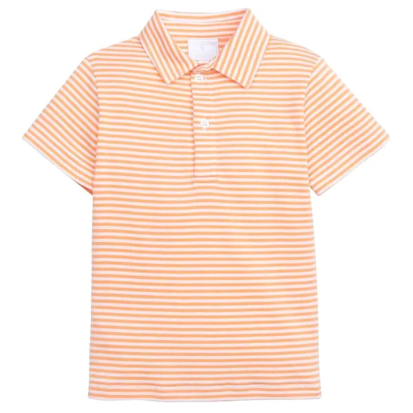 Little English - Short Sleeve Polo - Orange Stripe