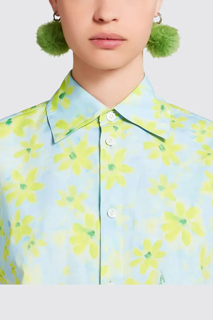 MARNI  |Light green poplin cocoon shirt with Parade print