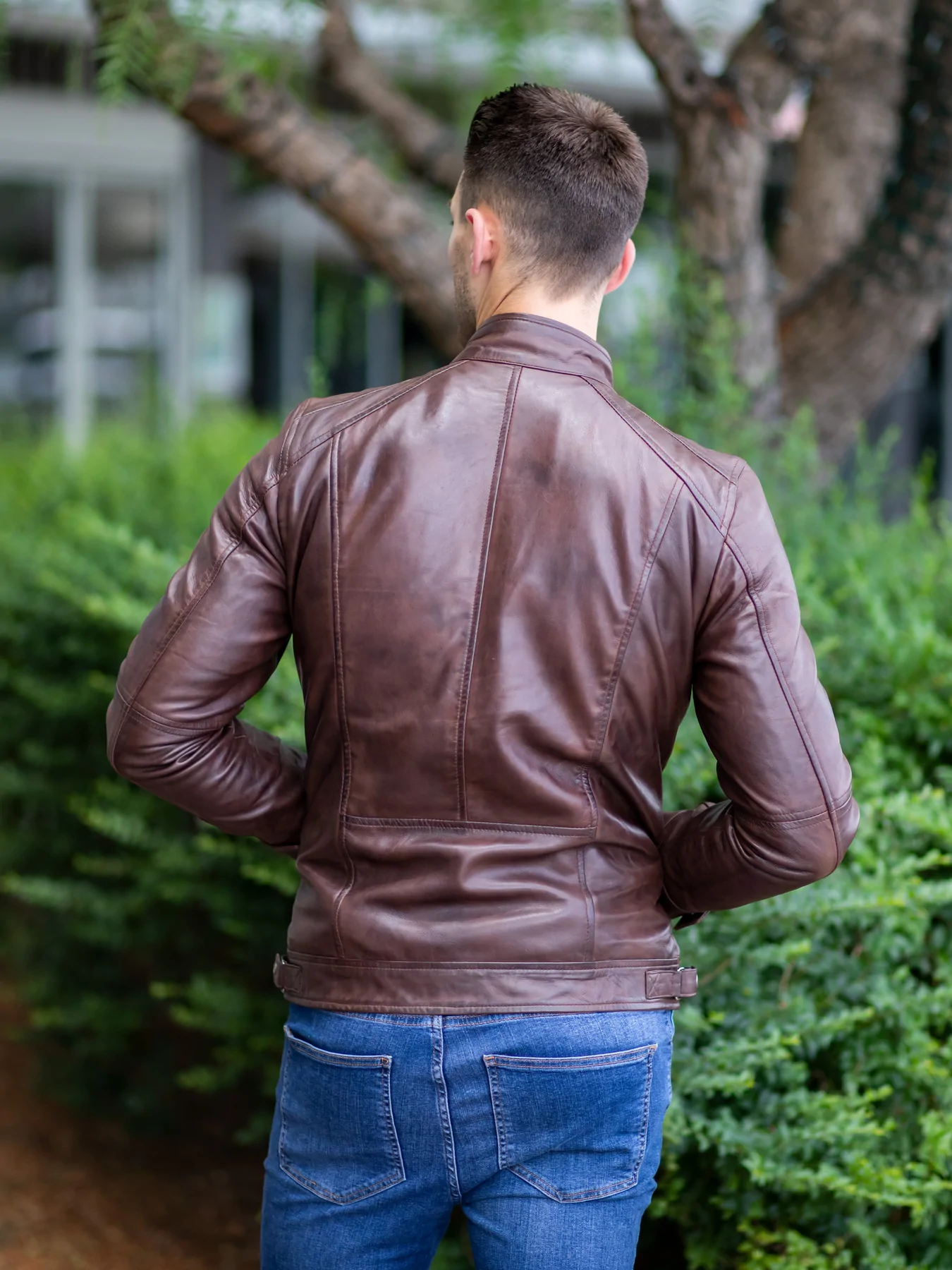 Men Stylish Chocolate Brown Leather Jacket