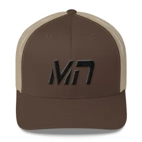 Minnesota - Mesh Back Trucker Cap - Black Embroidery - MN - Many Hat Color Options Available