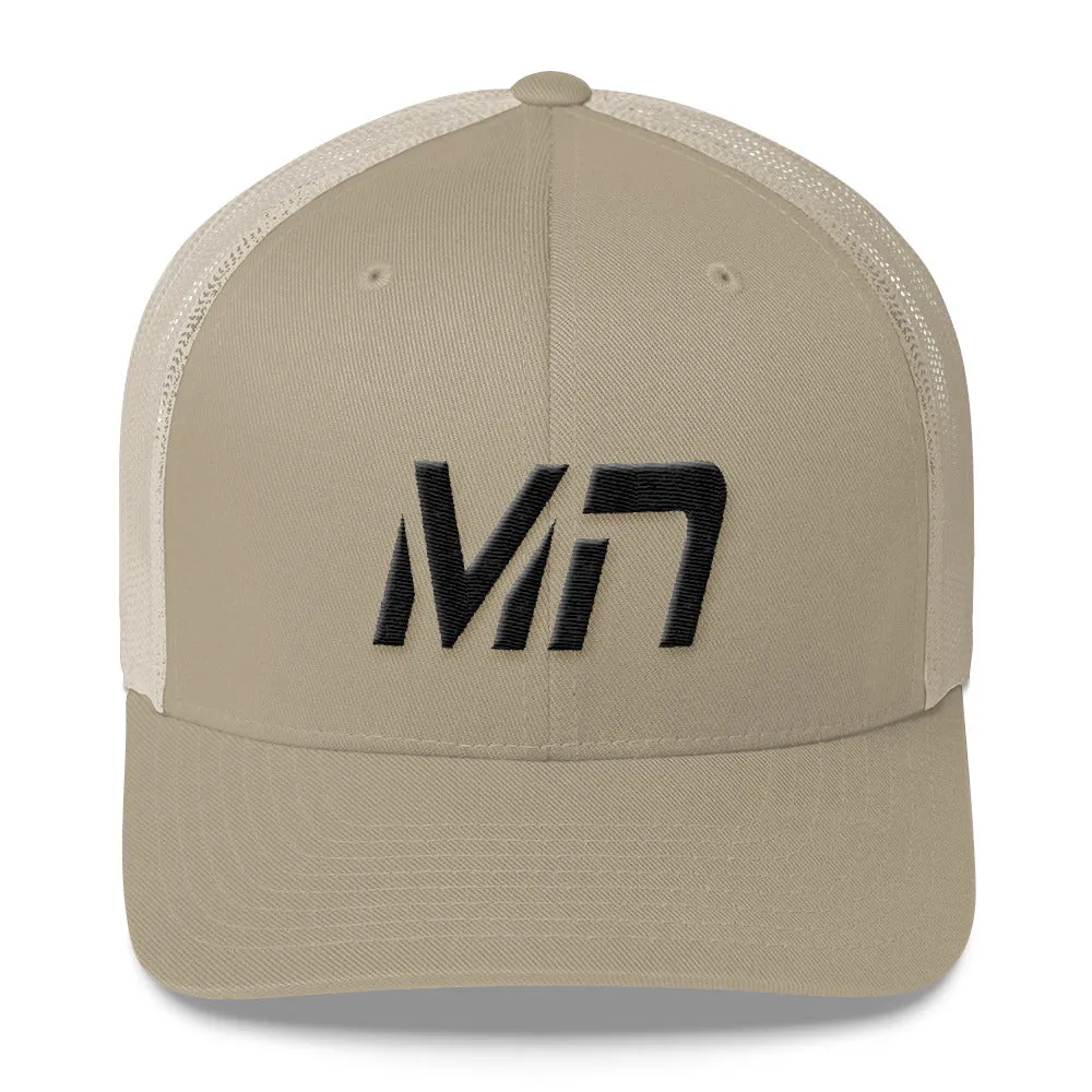 Minnesota - Mesh Back Trucker Cap - Black Embroidery - MN - Many Hat Color Options Available